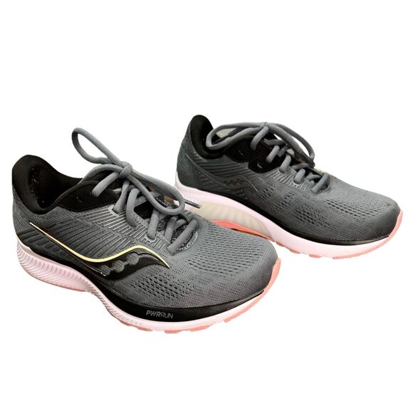 Saucony Sneakers Womens 7.5 W Gray Pink Guide 14 Running PWRRun Athletic Shoes - Picture 4 of 13